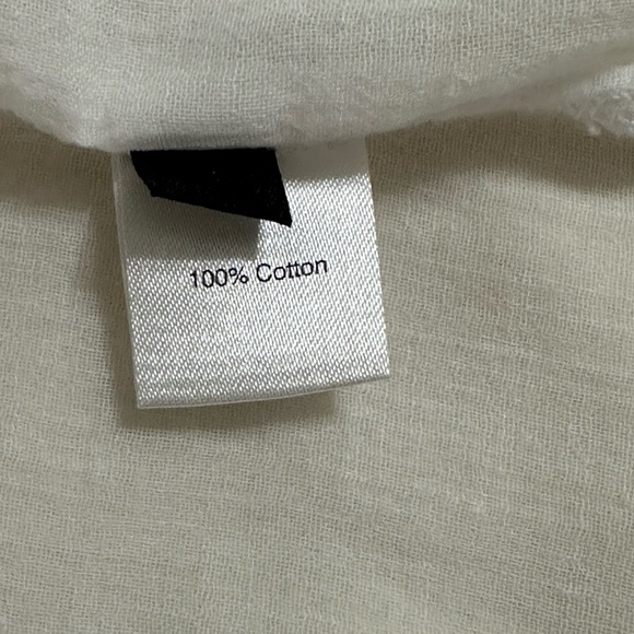 5148 Semi-Sheer White Crinkled Cotton Top With Roll-Up Button Tab Sleeves Size M - Picture 6 of 6